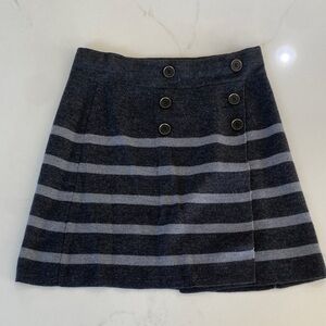 LOFT Charcoal and Light Gray Buttoned Mini Skirt